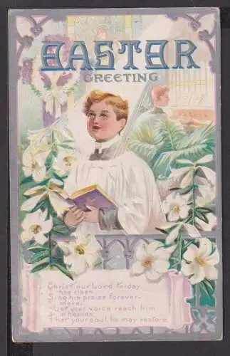 Ansichtskarte Glückwunsch Ostern Garland USA 1909