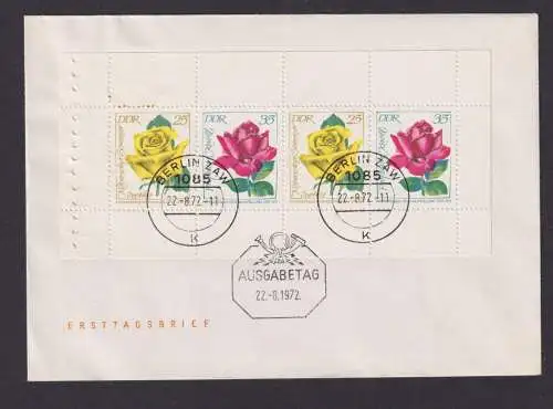 DDR Zusammendruck Heftchenblatt 15 A Rosenausstellung Blumen FDC Kat. 90,00