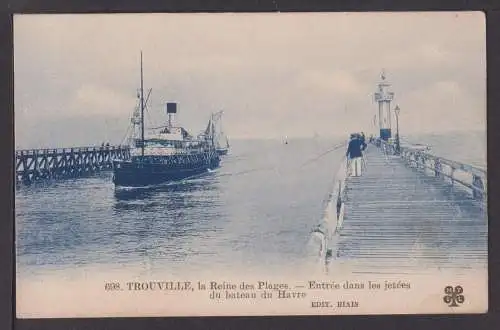 Ansichtskarte Schiffe Schifffahrt Seefahrt Trouville Frankreich Hafeneinfahrt