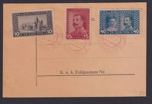 Österreich Bosnien Herzegowina K.u.K Militärpost 121-123 FDC Sarajewo je A+B