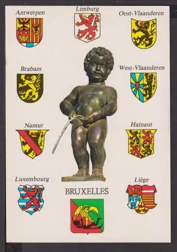 Ansichtskarte Brüssel Belgien Manneken Pis mit Wappen der Provinzen