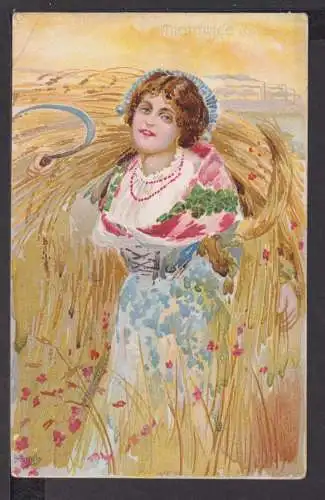 Jugendstil Ansichtskarte Künstlerkarte Mientitrice Lombardia Florenz Italien