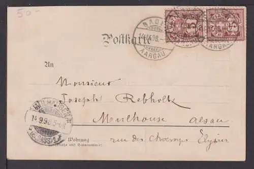 Ansichtskarte Künstlerkarte Baden Schweiz Tell Sprung 1898 Mulhouse Frankreich