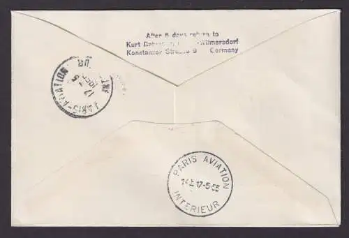 Flugpost Brief Air Mail Bundesrepublik Lufthansa Hamburg Paris Frankreich 1955