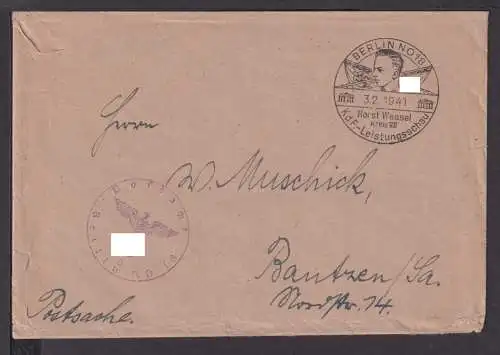 Postsache Deutsches Reich Brief selt SST Berlin NO 18 Horst Wessel Kreis VII