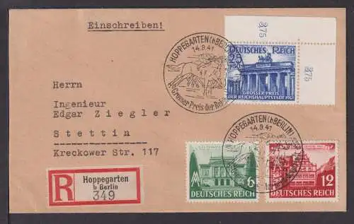 Deutsches Reich R Brief selt SST Hoppegarden Berlin Bogenecke Eckrand Grosser