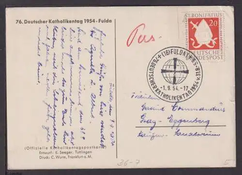 Ansichtskarte Fulda Hessen Deutscher Katholikentag 1954 SSTGraz Österreich