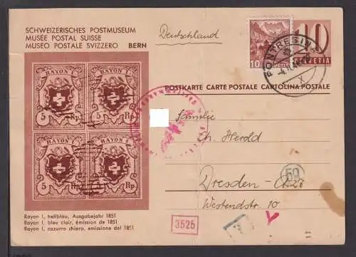 Philatelie Pontresina Schweiz Zensur Ganzsache 1944 Schweizer Postmuseum Bern