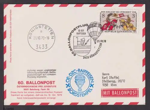 Flugpost Airmail Ballonpost Österreich Europa 1978 SST Königstetten