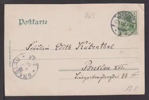 Ansichtskarte Coburg Bayern Gruß von der Veste 1906 Breslau Ostgebiete Schlesien