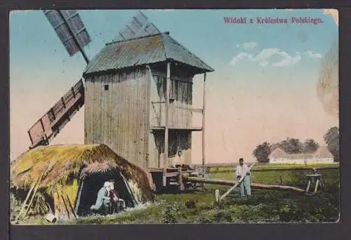 Ansichtskarte Windmühle Polen Feldpost 1916 Oberbetschorf Elsass Frankreich