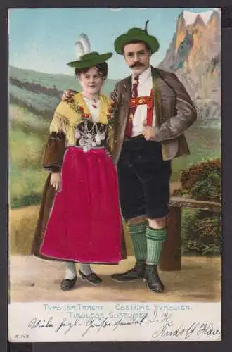 Ansichtskarte Paar in Tiroler Tracht geprägt 1906 Marktoberdorf Bayern