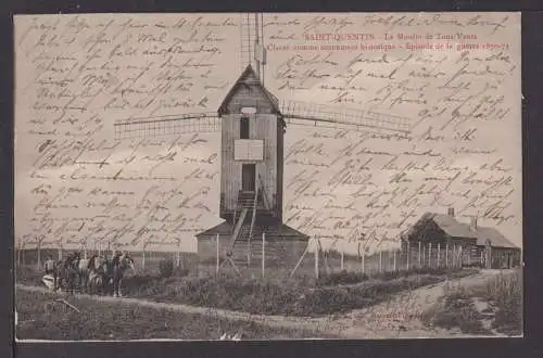 Ansichtskarte Windmühle St Quentin Frankreich 1913 Wuppertal Elberfeld NRW