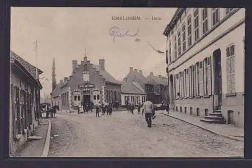 Ansichtskarte Emelghem Belgien Ortsstrasse Kirche Sint Antonius Feldpost