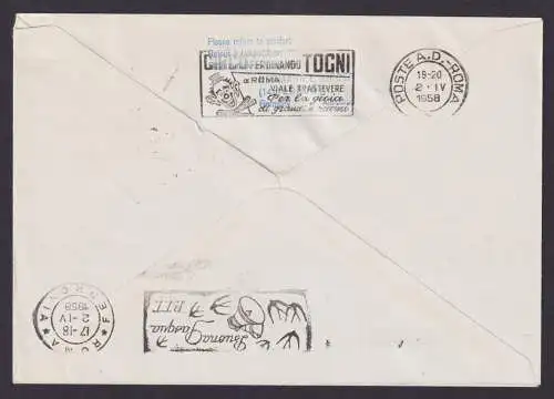 Berlin Bund Brief Flugpost Airmail EF 25 Pfg. Männer Hamburg Rom Italien Flug