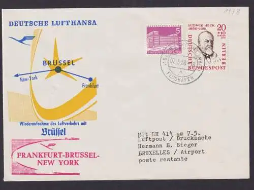 Berlin Brief Flugpost Airmail Frankfurt Main Brüssel Belgien Deutsche Lufthansa