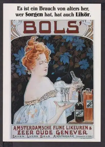 Jugendstil Art Nouveau Künstler Ansichtskarte Bols Amsterdamsche Fijne Likeuren