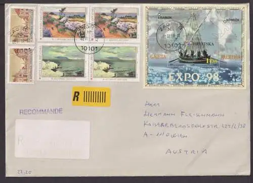 Briefmarken Kroatien Europa Brief Block 1998 EXPO