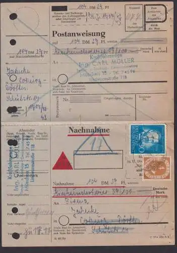 München Coburg Dörfles MIF 161 Posthorn Nachnahme Klappkarte mit Postanweisung