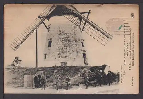 Ansichtskarte Windmühle als Feldhospital Antwerpen Belgien 1914 I. Weltkrieg