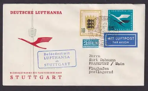 Flugpost Brief Air Mail Bundesrepublik Lufthansa Stuttgart Frankfurt