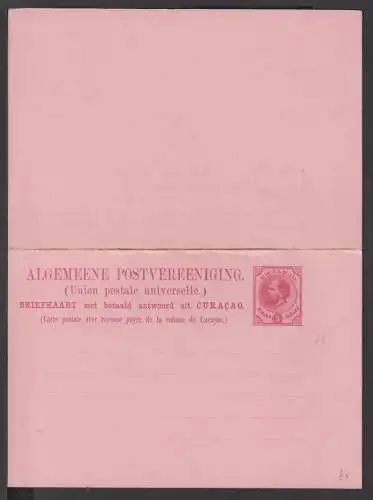 Curacao Niederländische Kolonien Übersee Ganzsache Doppelkarte mit Antwort