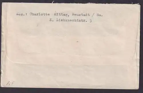 DDR Brief EF 315 Leipzig Herbstmesse Neustadt Sachsen nach Abzey Rheinland