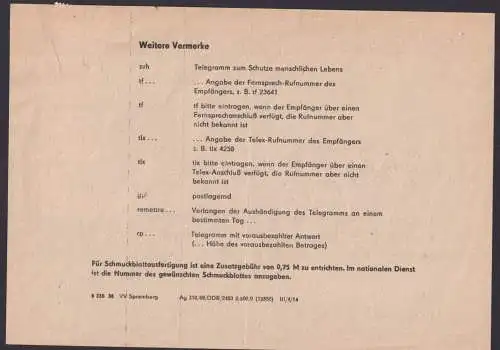 DDR Telegramm frankert MIF Aufbau + Flugpost Falkenhain Sachsen Leipzig Gebühr