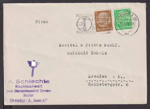 Deutsches Reich Brief selt. SST Fernsprecher spart Zeit und Geld 1938 Dresden