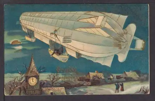 Ansichtskarte Glückwunsch Neujahr Zeppelin 1914 Stompetoren Niederlande