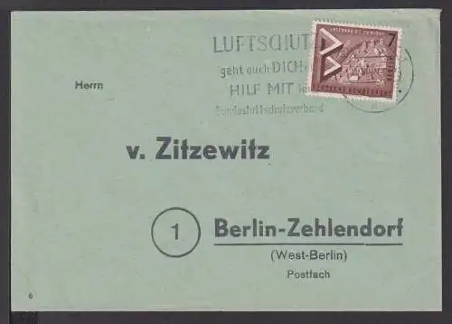 Berlin Brief inter. SST Luftschutz Bundesluftschutzverband nach Zehlendorf 1957