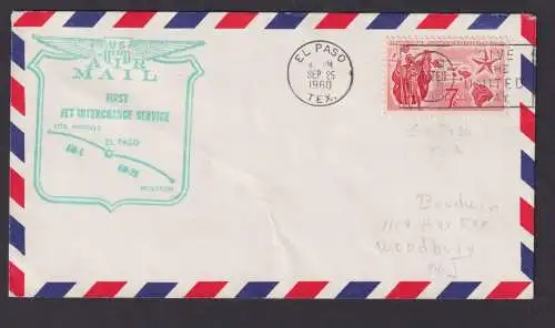 Flugpost Brief Air Mail USA First Jet Interchange Servis Los Angeles El Paso