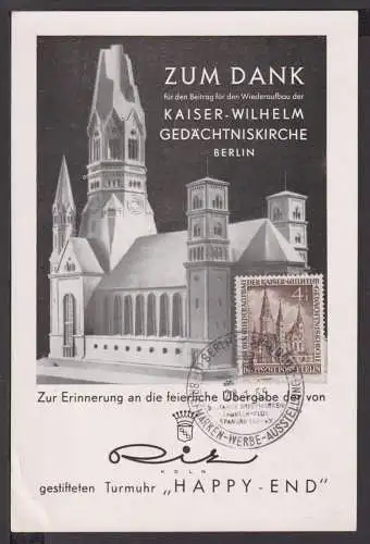 Berlin Gedächtniskirche selt. Maximumkarte Wiederaufbau + Philatelie Spandau