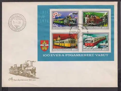 Briefmarken Ungarn Europa 1974 100 Jahre Eisenbahn