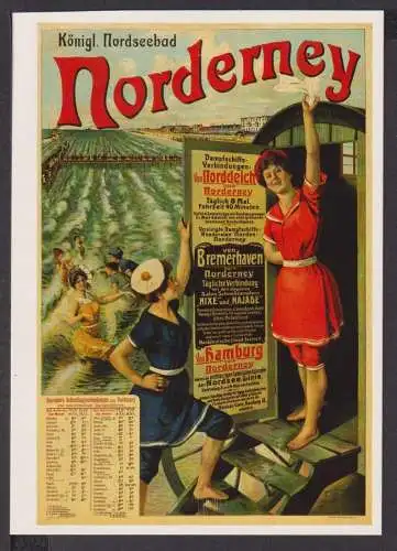 Jugendstil Art Nouveau Künstler Ansichtskarte Königl. Nordseebad Norderney 1892