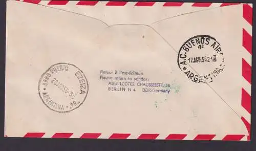 Flugpost Brief Air Mail Lufthansa Wiederaufnahme Südamerika DDR Zuleitung Buenos