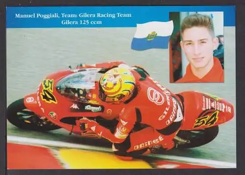 Ansichtskarte Motorrad Rennen Manuel Poggiali Gilera Racing Team 125 ccm