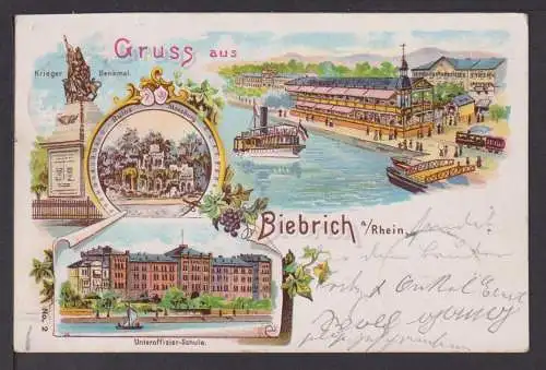 Litho Ansichtskarte Biebrich Rheinland-Pfalz div. Ansichten 1901 Lüdenscheid NRW