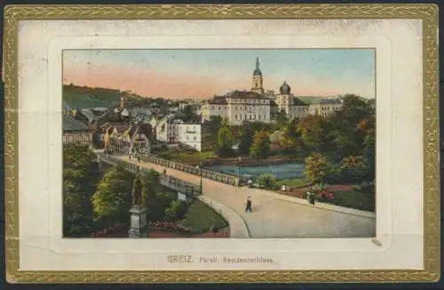 Ansichtskarte Greiz Thüringen Fürstl. Residenzschloß 1922 nach Wintersdorf