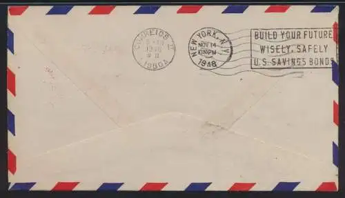 Flugpost air mail Spanien Barcelona New York USA nach Lissabon Portugal