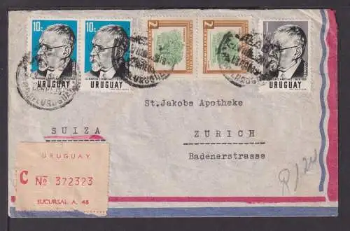 Flugpost Airmail Uruguay Übersee R Brief 1960 Zürich Schweiz