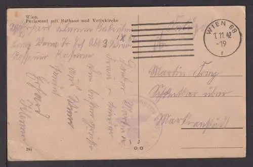 Ansichtskarte Wien Österreich Parlament mit Rathaus 1942 Markranstädt Sachsen