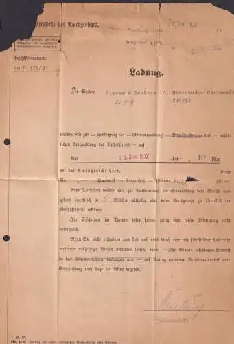 Deutsches Reich Dienst Brief Zustellurkund Osnabrück Stadthagen 21.9.1932