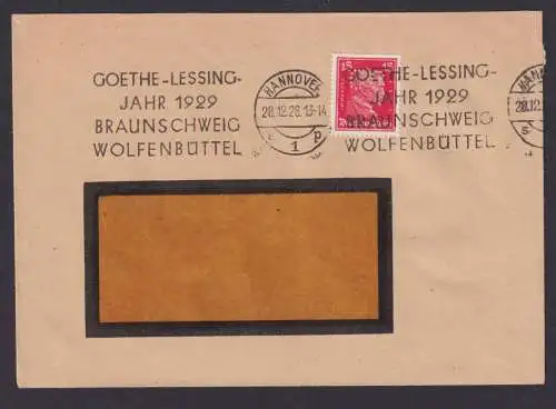 Perfin Privatlochung Hannover CC Deutsches Reich Brief guter SST Goethe Lessing