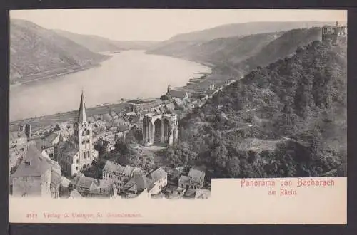 Ansichtskarte Bacharach Rheinland-Pfalz Panorama vom Rhein