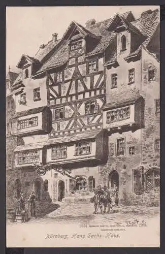 Ansichtskarte Nürnberg Bayern Hans Sachs Haus Zeichnung 1534