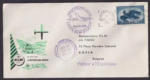 Flugpost Brief Air Mail KLM Niederlande Sofia Bulgarien 1956