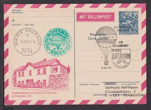 Flugpost Airmail Ballonpost Österreich Europa Ganzsache SST 1971 Maria Anzbach