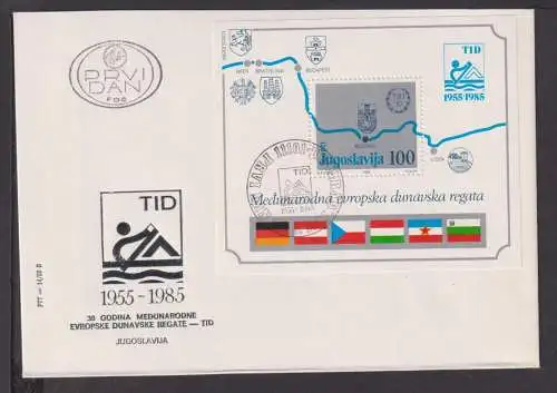 Briefmarken Jugoslavien Europa Brief Block 1985 30 Jahre Donauregatta TID