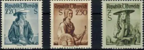 Österreich 978-980 Trachten Luxus postfrisch MNH 1952 Kat.-Wert 20,00